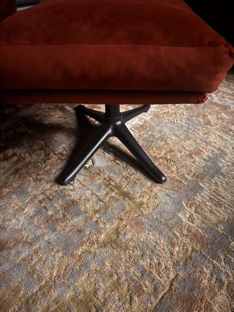 photo for sale Boconcept Reno Armchair With Swivel Function And Matching Footstool In Burnt Orange / Terracotta