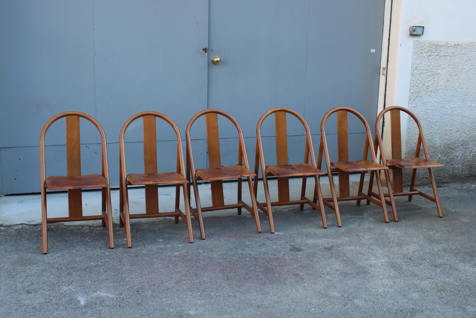 Walnut Chairs With Calfskin Seat, Modernist Style, 1970s Italy photo furniture