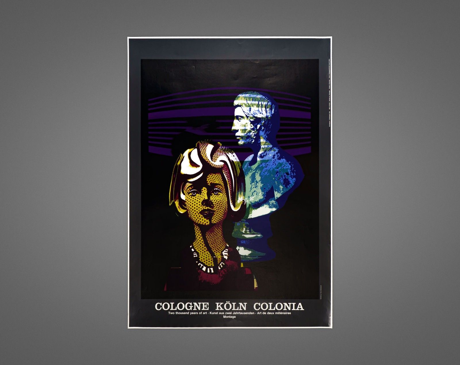 Original Vintage 1970s Cologne Art Exhibition Pop Art Style Poster – 84cm X 59cm