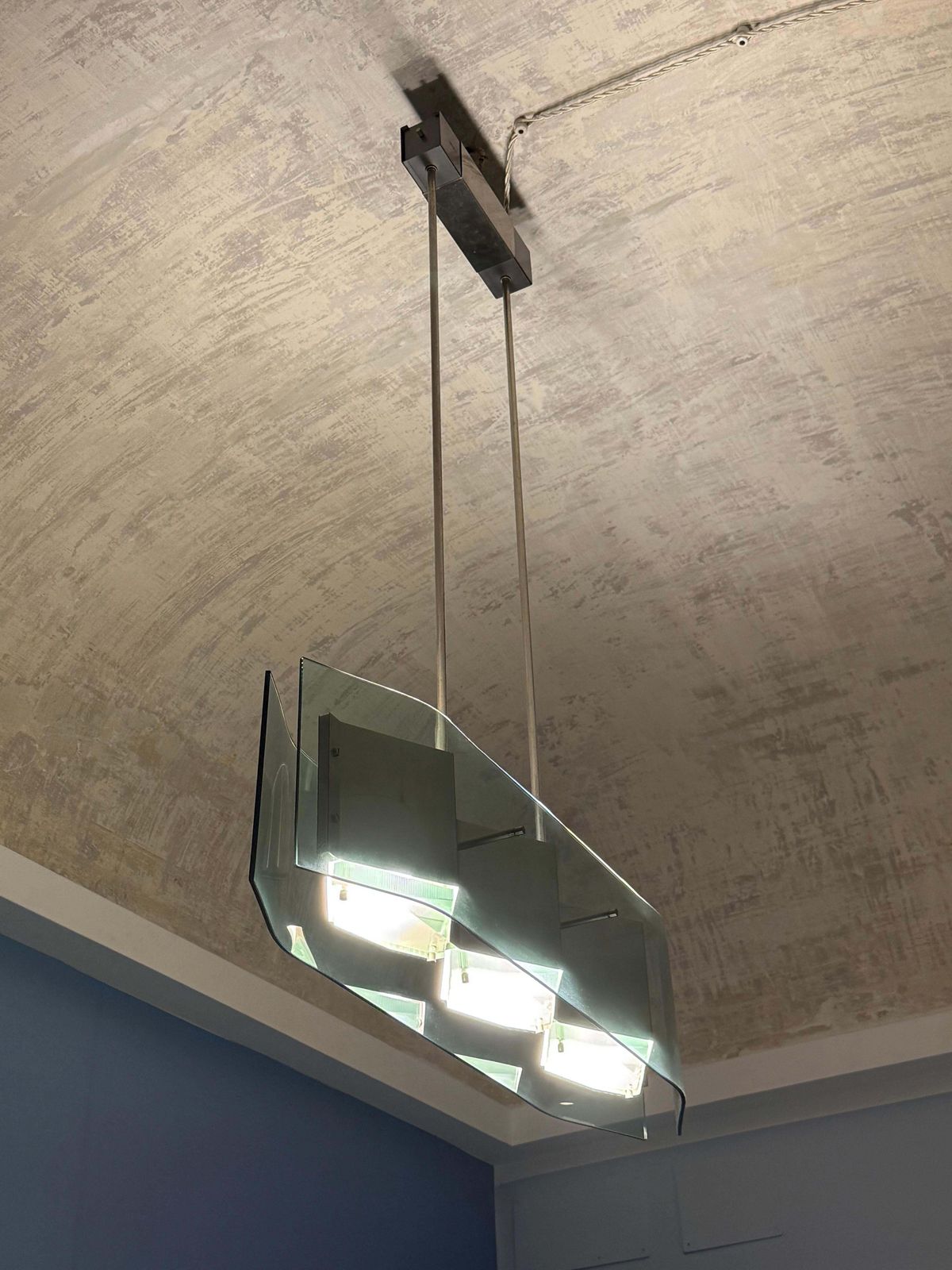photo buy Stilnovo Modernist Chandelier In Steel And Glass Lenses, Italy, 1950s