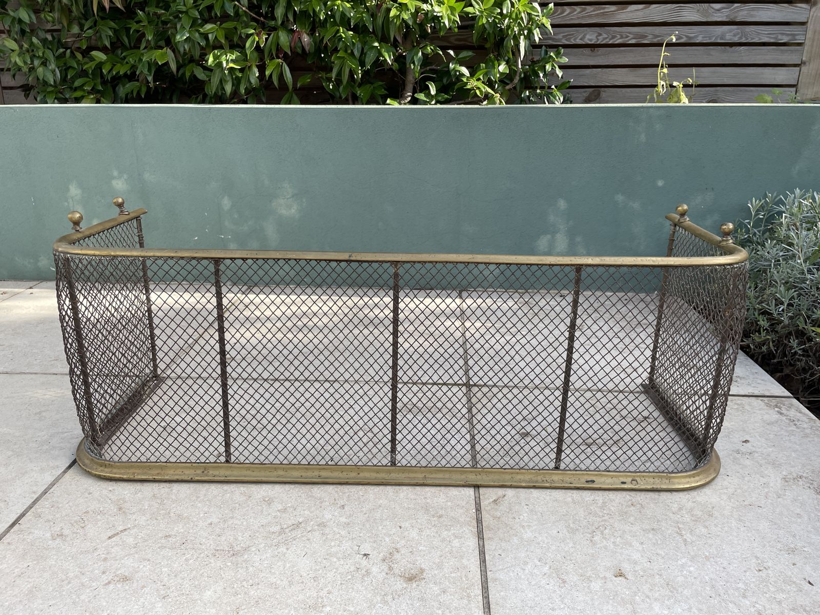 Antique Brass Fireplace Fender Spark Guard Mesh Screen Style Fireside Surround photo vintage
