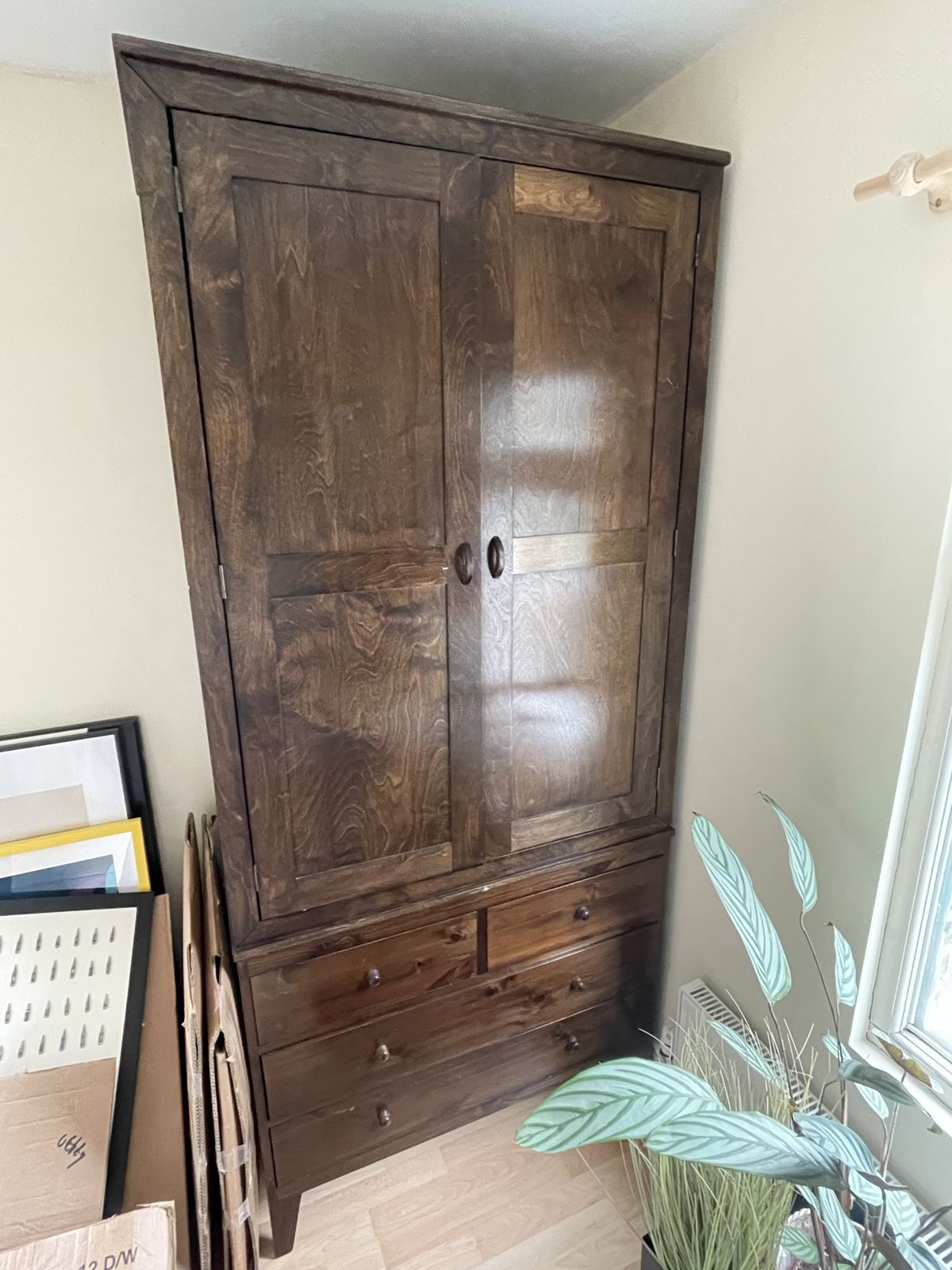 Handmade Dark Wood Wardrobe