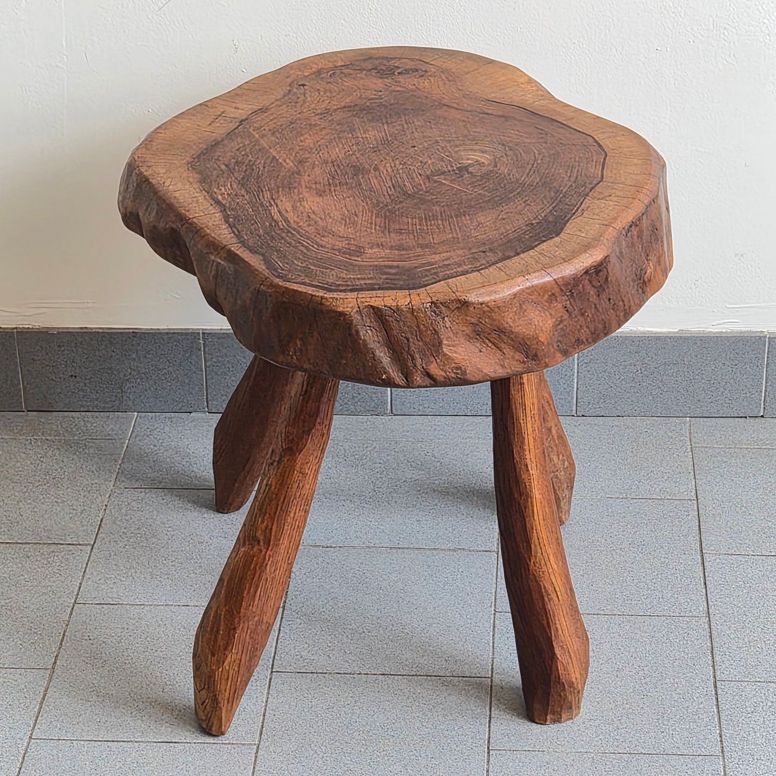 1970 Brutalist Oak Side Coffee Table 70s Dlg Jean Touret Marolles photo vintage