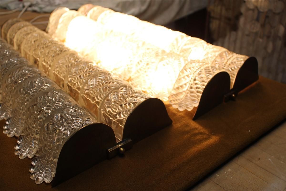 Large Pair Of Barovier Wall Lamps In Murano Glass And Brass, 1950s photo vintage