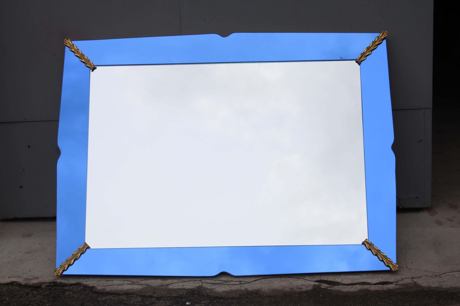 Cobalt Blue Rectangular Mirror With Brass By Pietro Chiesa, 1940, Fontana Arte photo furniture