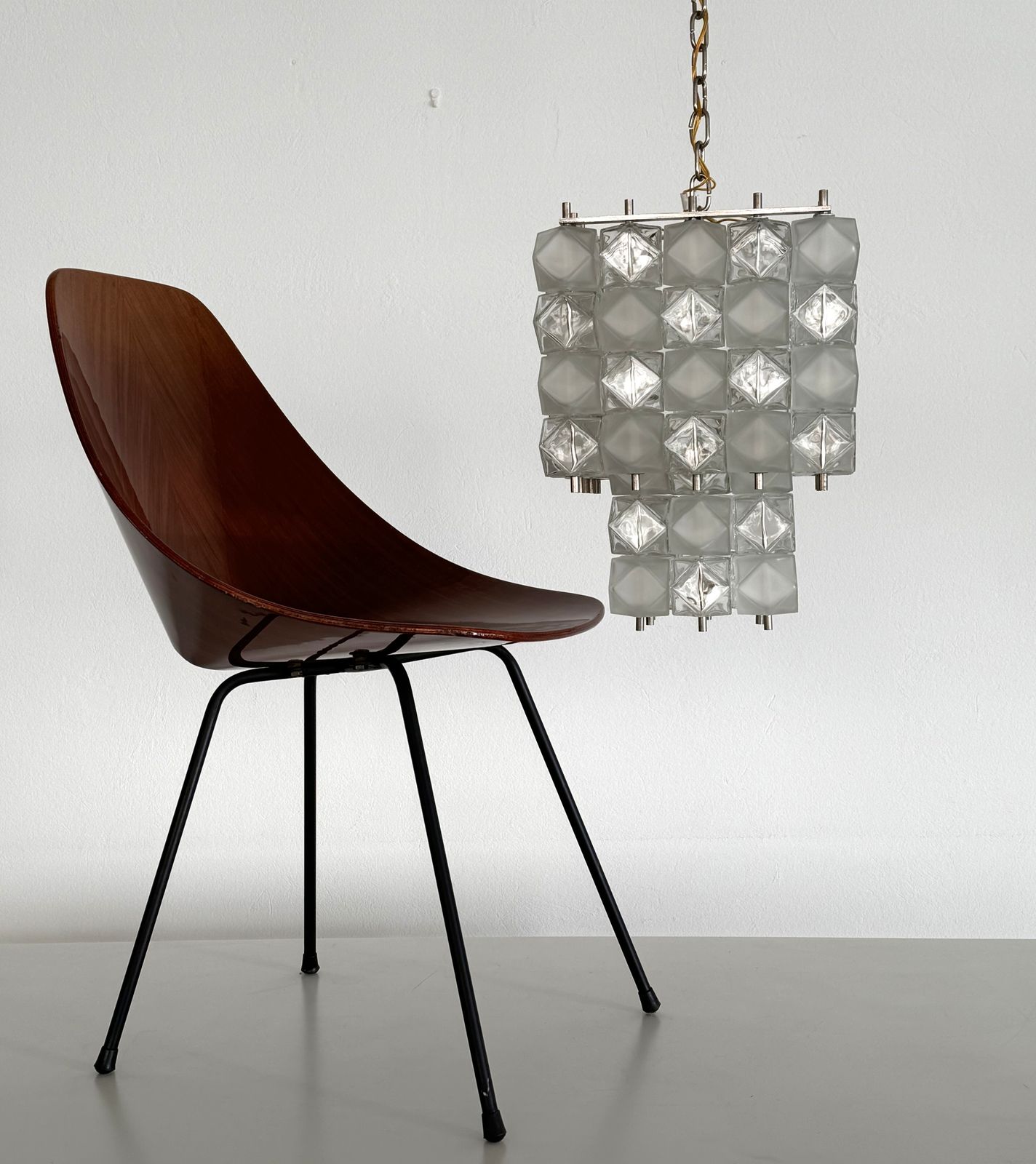 Italian Midcentury Murano Glass Geometric Chandelier By Interlux, 1960s photo furniture