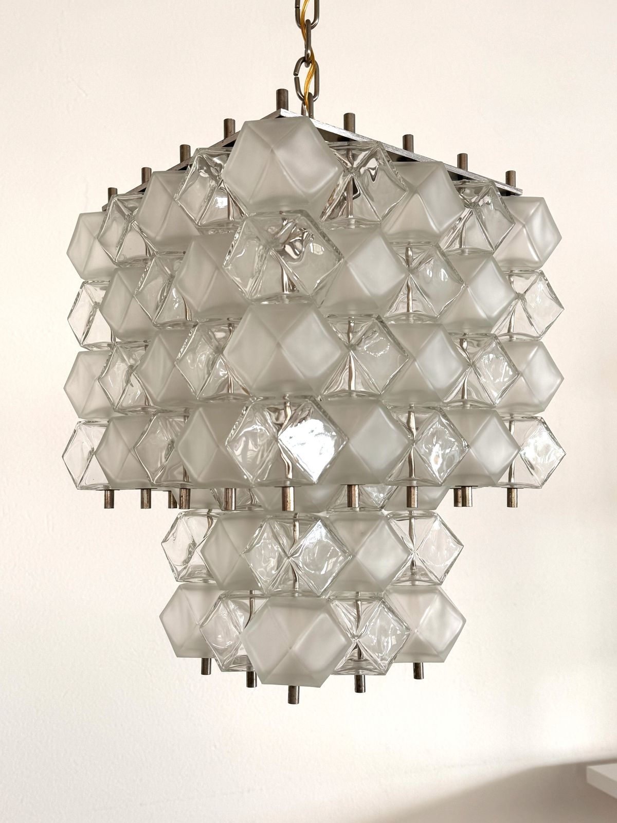 Italian Midcentury Murano Glass Geometric Chandelier By Interlux, 1960s photo 3300.0