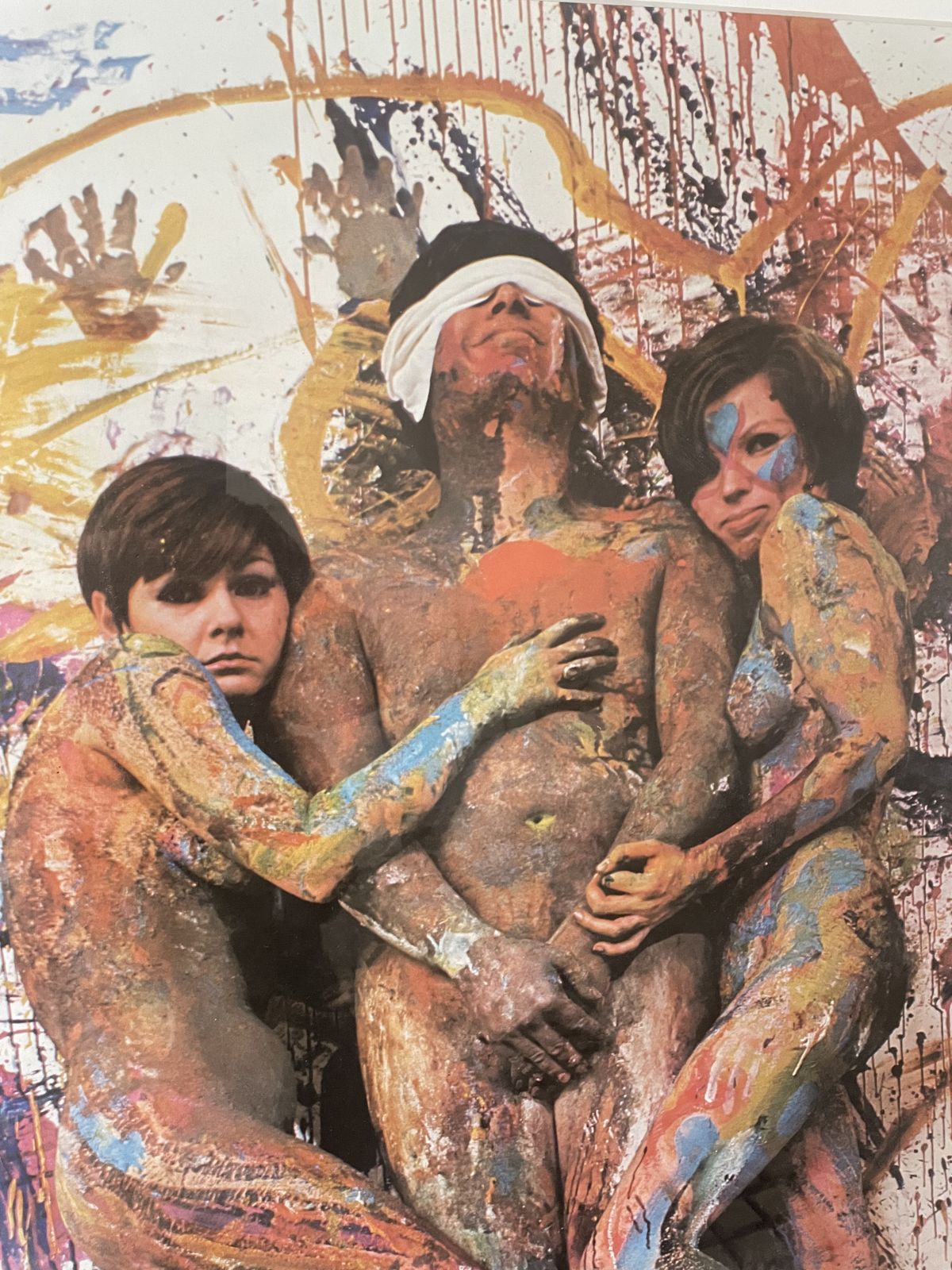 Large Framed Original Mid Century Psychedelic 1969 Headshop Poster Of Painted Nudes photo Art