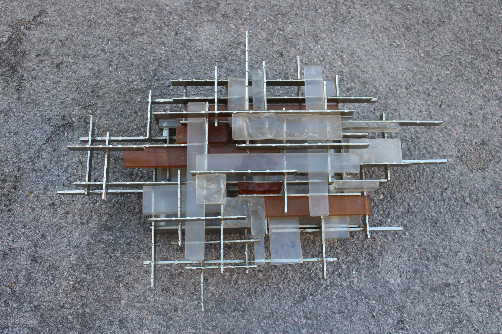 Poliarte Brutalist Minimalist Wall Lamp, Italy, 1960s, Murano And Metal photo buy