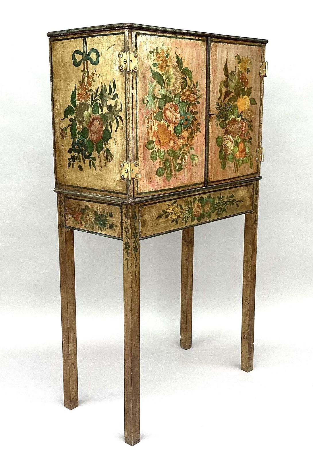 Charming Late C18th Painted Cabinet On Stand Of Small Proportions photo buy