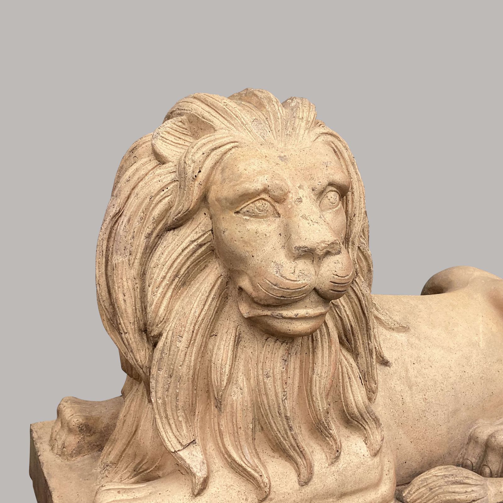 photo furniture Spectacular C19th Very Large Pair Of Buff Terracotta Lions