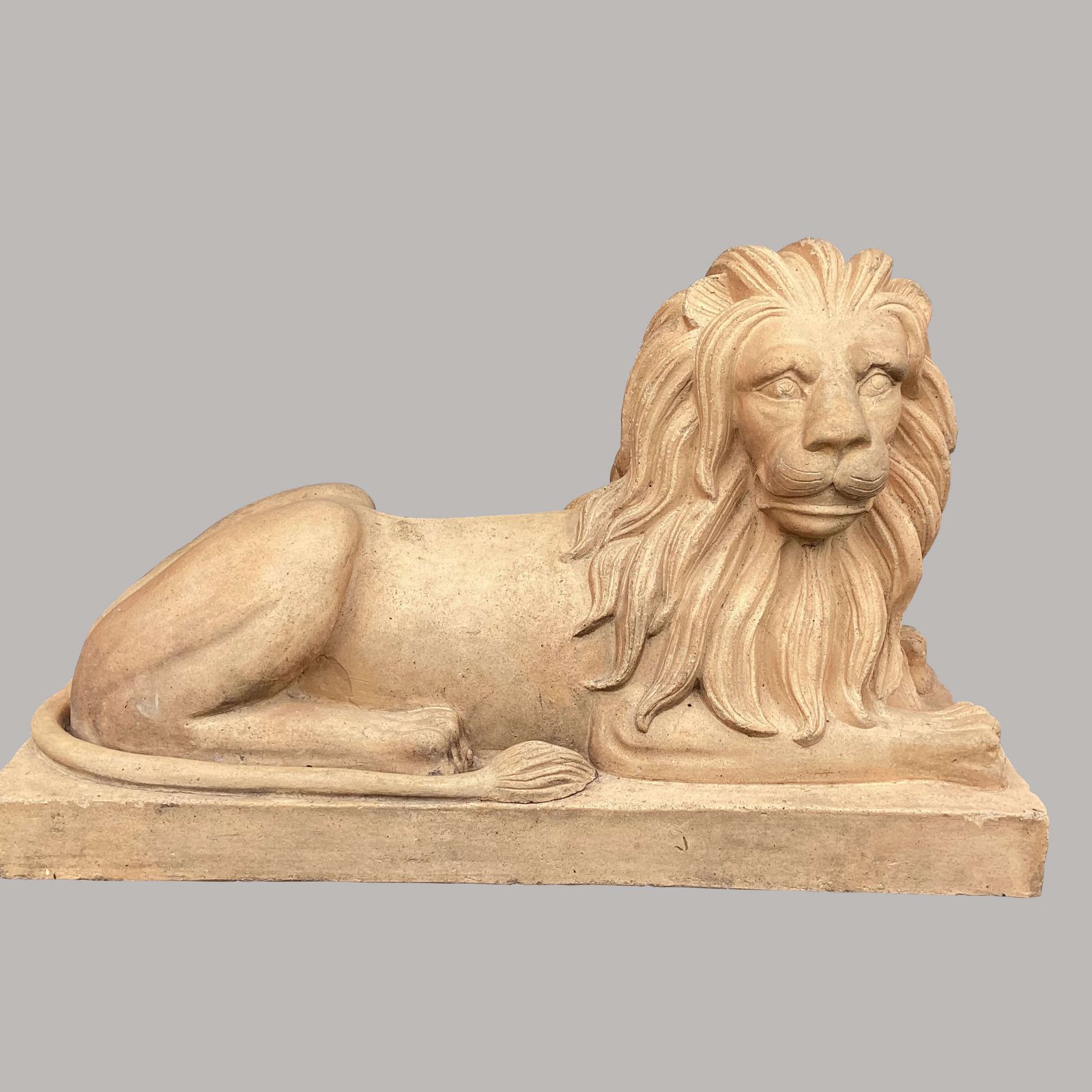 Garden Decor Spectacular C19th Very Large Pair Of Buff Terracotta Lions photo