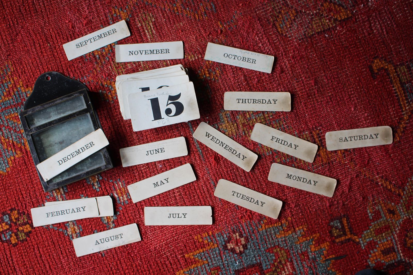 Home Decor Circa 1870 American Toleware & Card Perpetual Calendar Circa 1870 John Heath photo