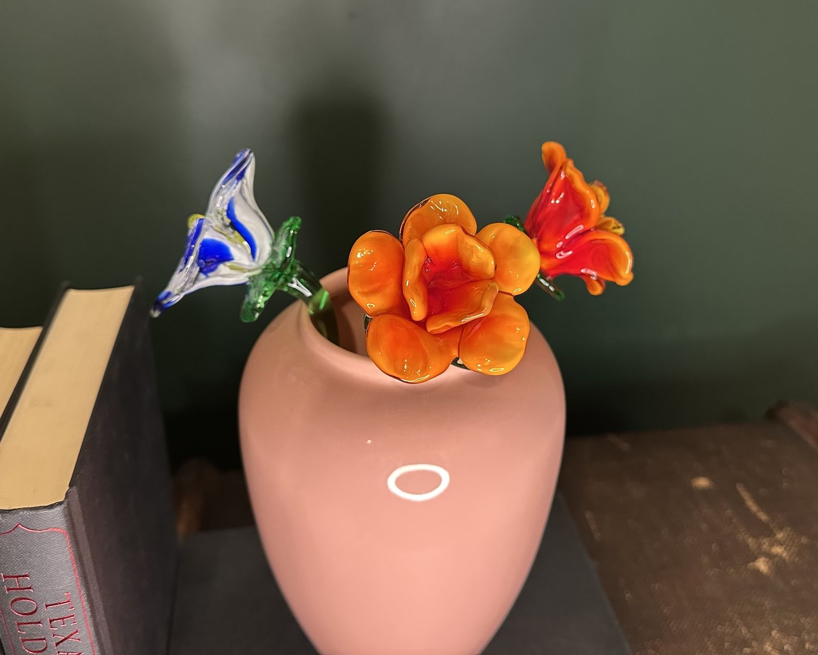 A Collection Of Colourful Mouth Blown Glass Flowers photo 75.0