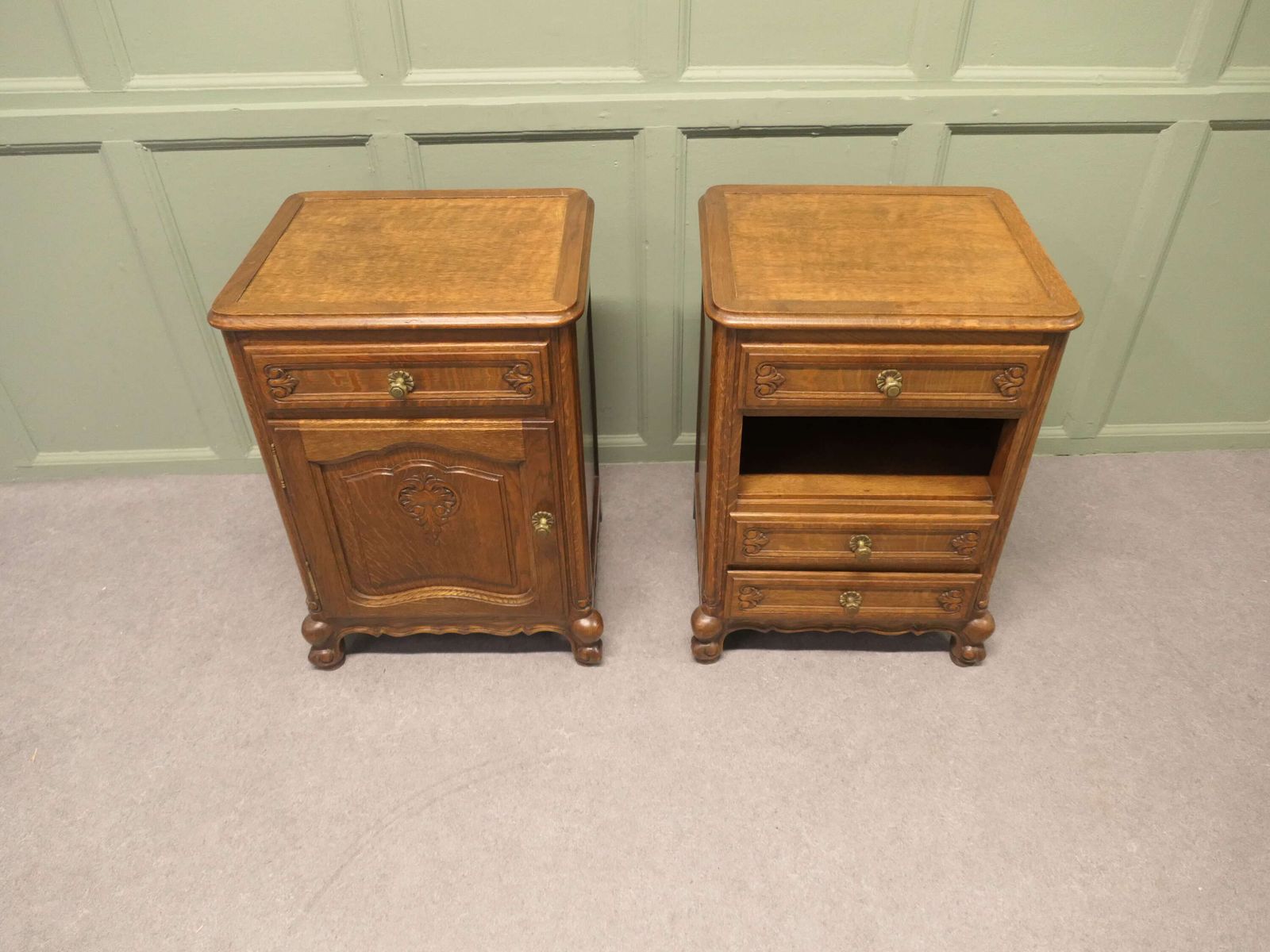 Pair Of French Golden Oak Bedside Cabinets photo for sale