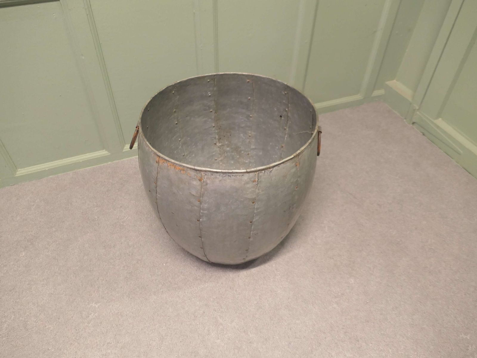 Industrial Look Cauldron Log Basket Or Planter photo for sale
