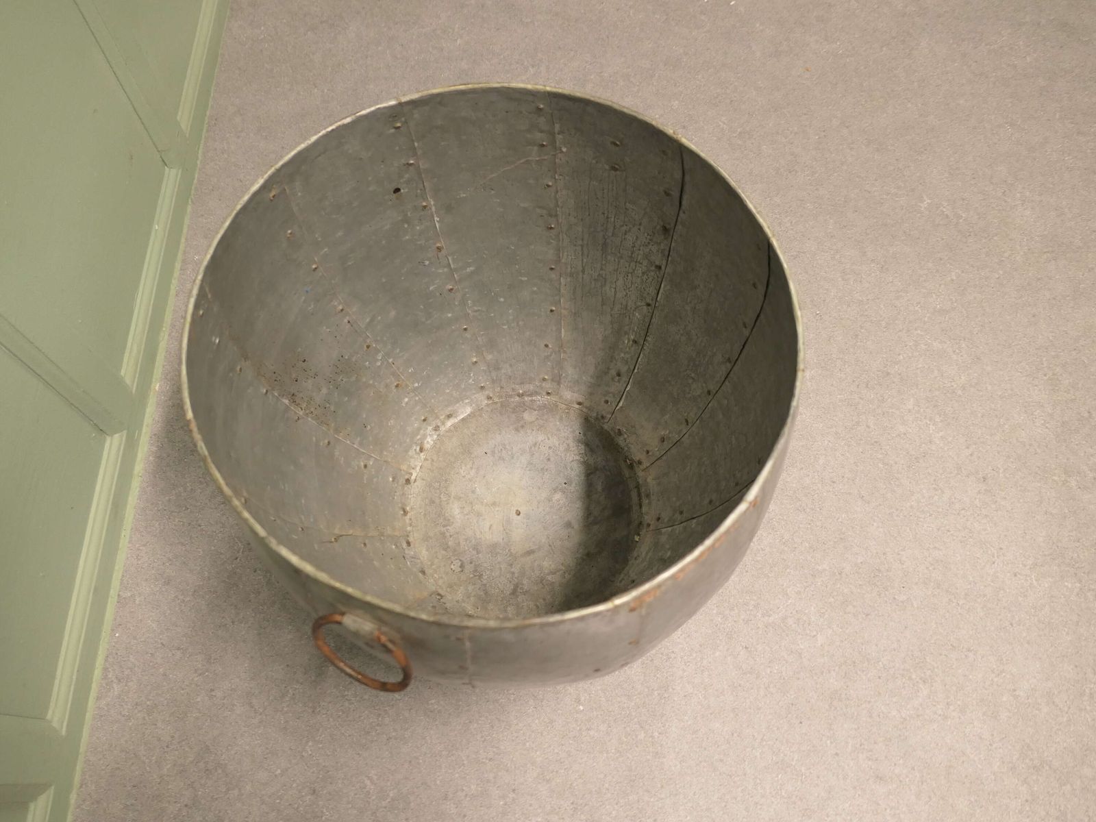Industrial Look Cauldron Log Basket Or Planter photo Garden Decor