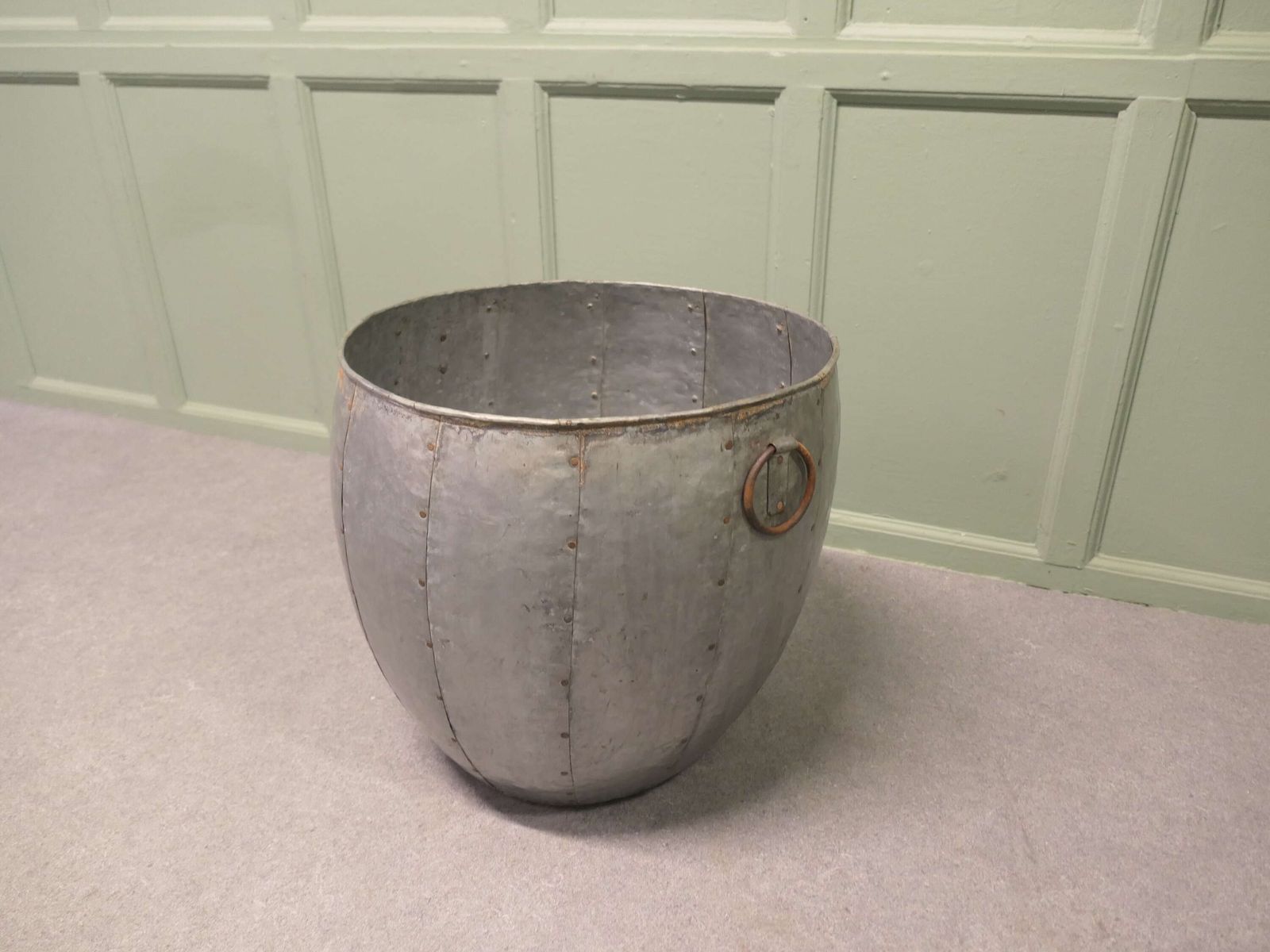 Industrial Look Cauldron Log Basket Or Planter photo vinterior