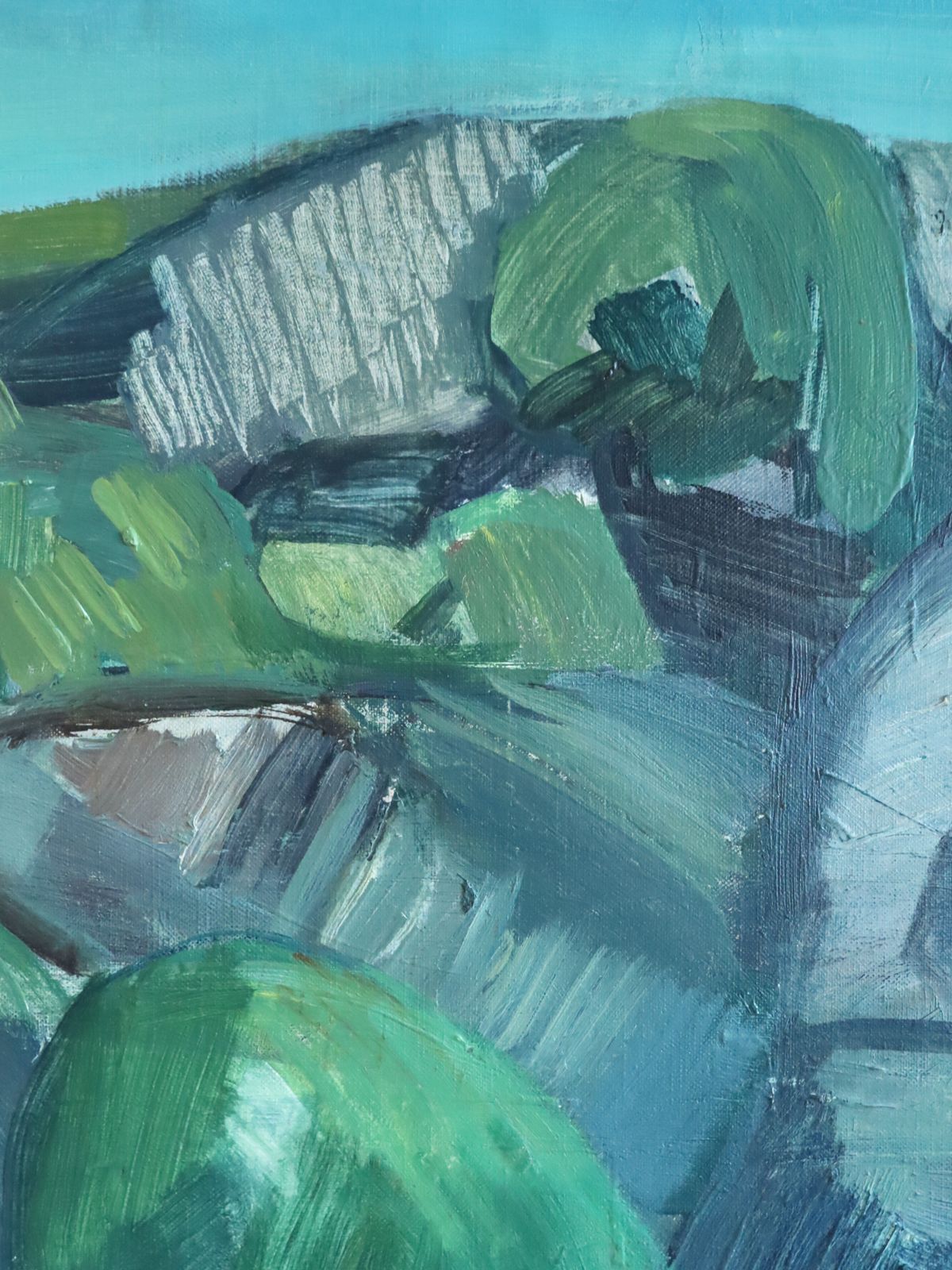 Hillside Rhythm  Oil Painting, Mid 20th Century photo 572.0