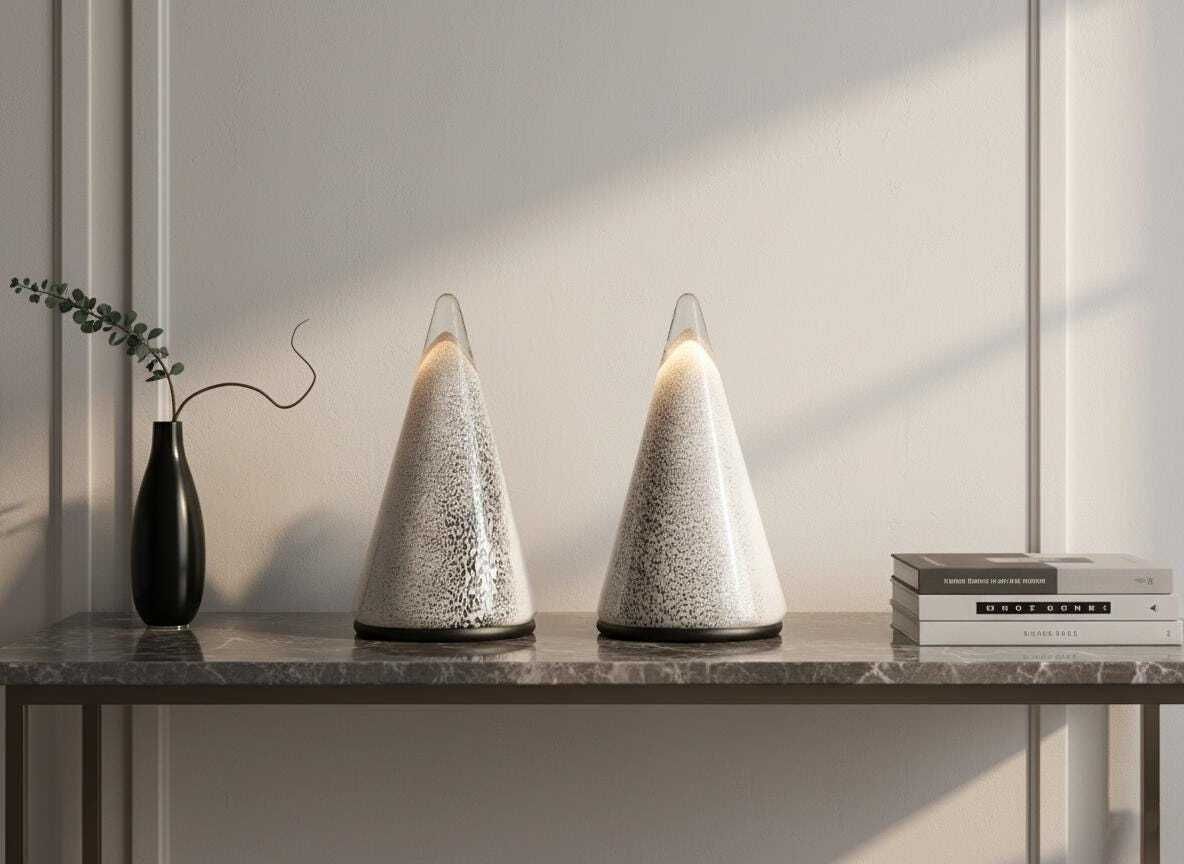 Pair Of Italian Murano Glass Conical Table Lamps From The 1980s photo furniture