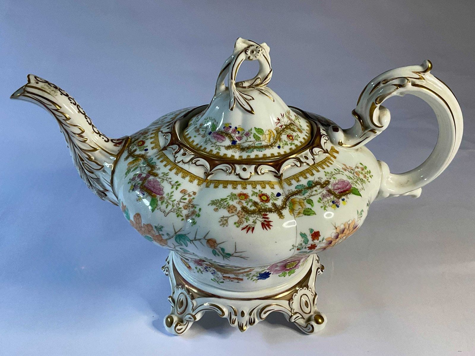 English Porcelain Teapot, Early 19th Century, With Provenance. A Rare Piece. photo vintage
