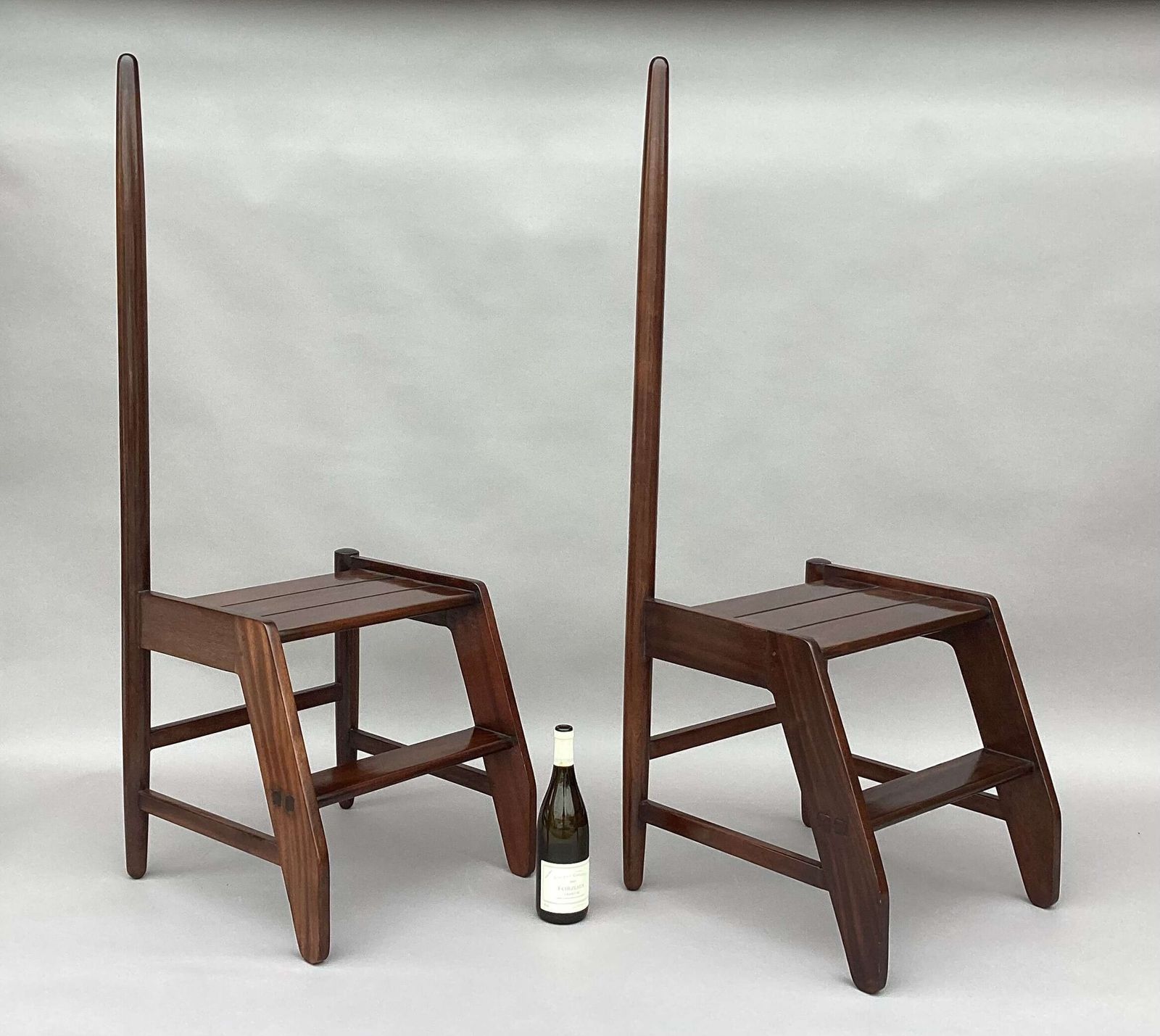 Early C20th Pair Of Mahogany Library Steps Of Unusual Form photo furniture