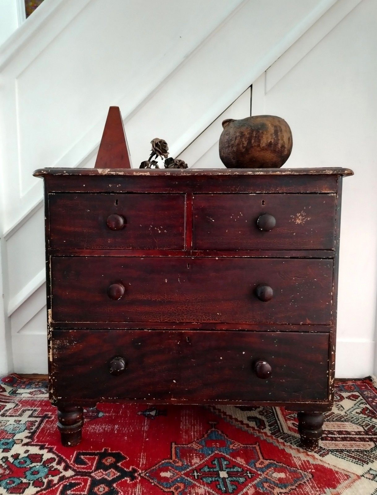 Victorian Scumbled Stained Pine  Chest Of Drawers 2 Over 2  C.1870 *****Rare**** photo furniture