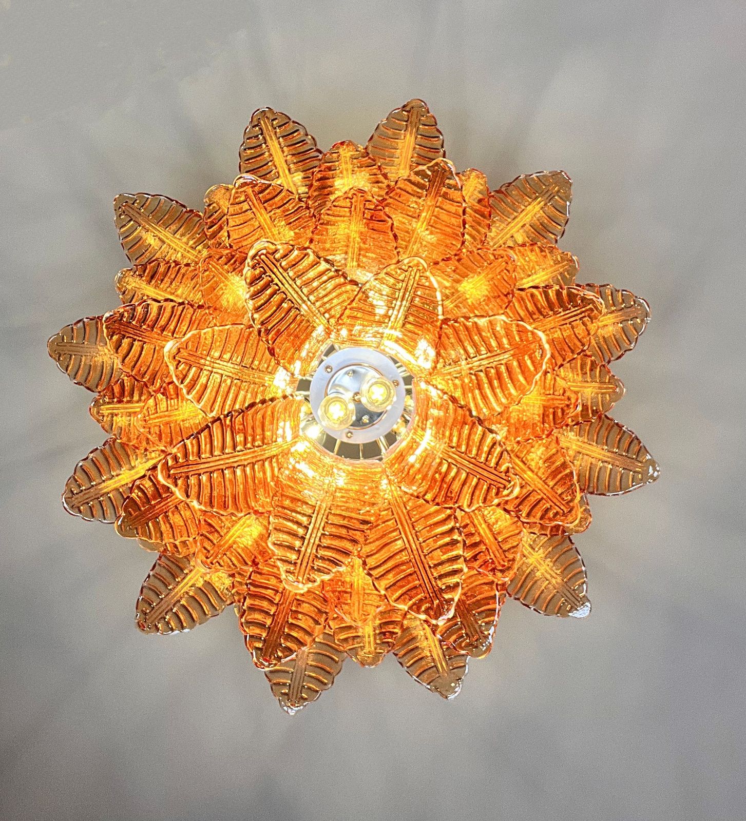 photo buy Italian Murano Three Tier  48 Amber Felci Glass Chandelier