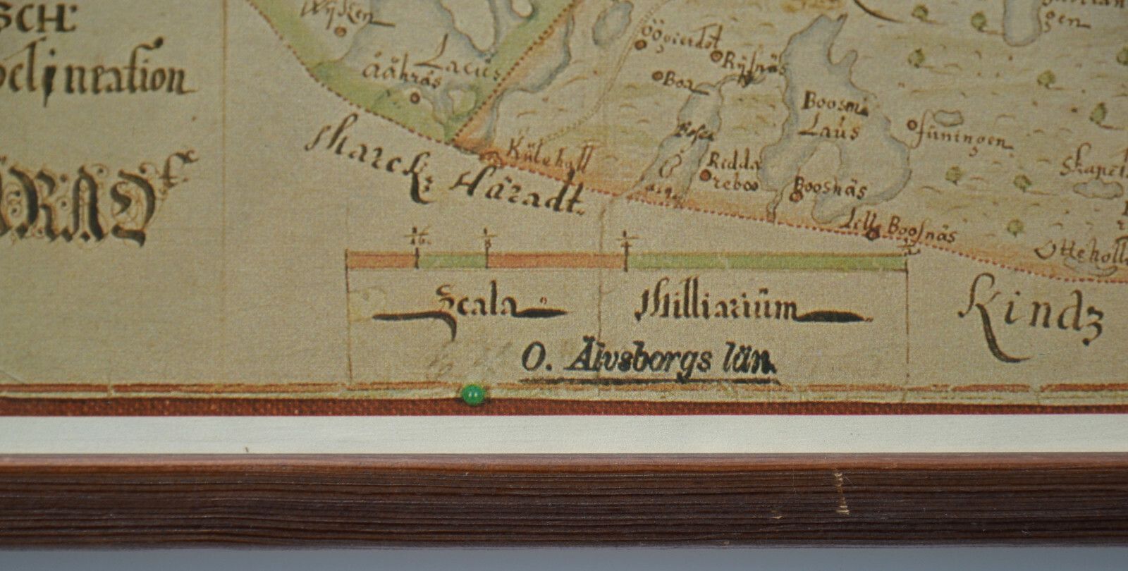 Vintage  Print Of Antique Geographisch  Map 1600s, Sweden  Framed 62cmx49cmx2cm photo Art