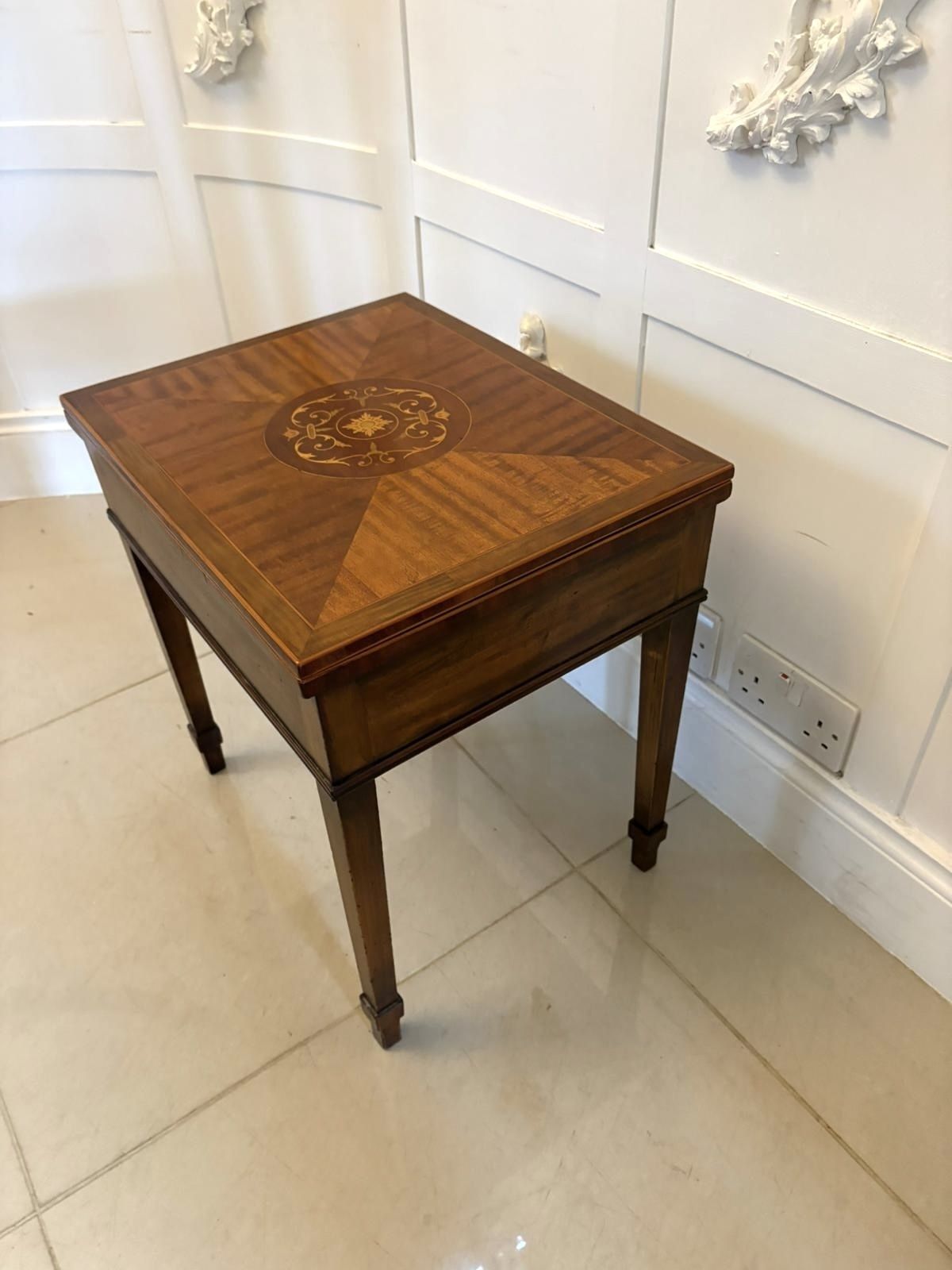 Antique Early 20th Century Inlaid Folding Game Table Featuring “The Royal And Pleasant Game Of Goose” photo furniture