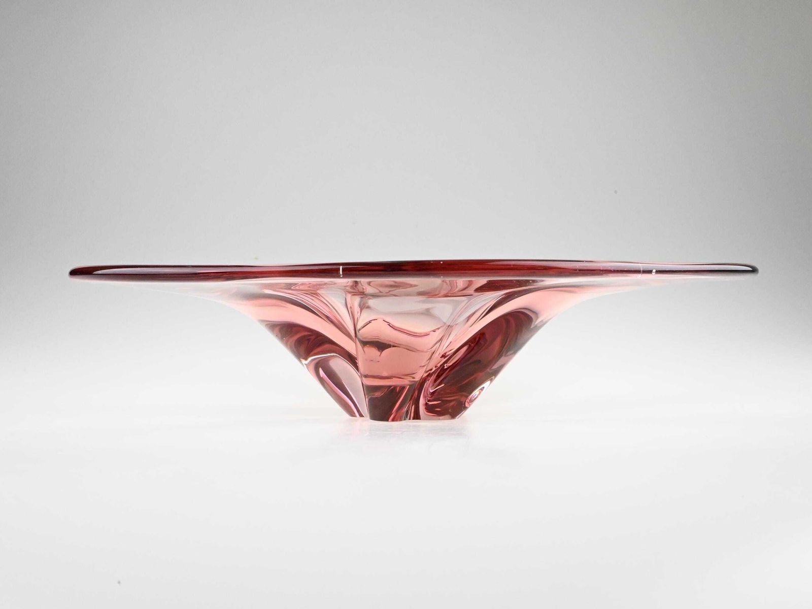 Josef Hospodka Chribska Glass Bowl, Bohemian Glass, Bohemian Art Glass, Blown Glass, Blown Glass Bowl, Glass Handmade Bowl, Art Glass Bowl photo for sale