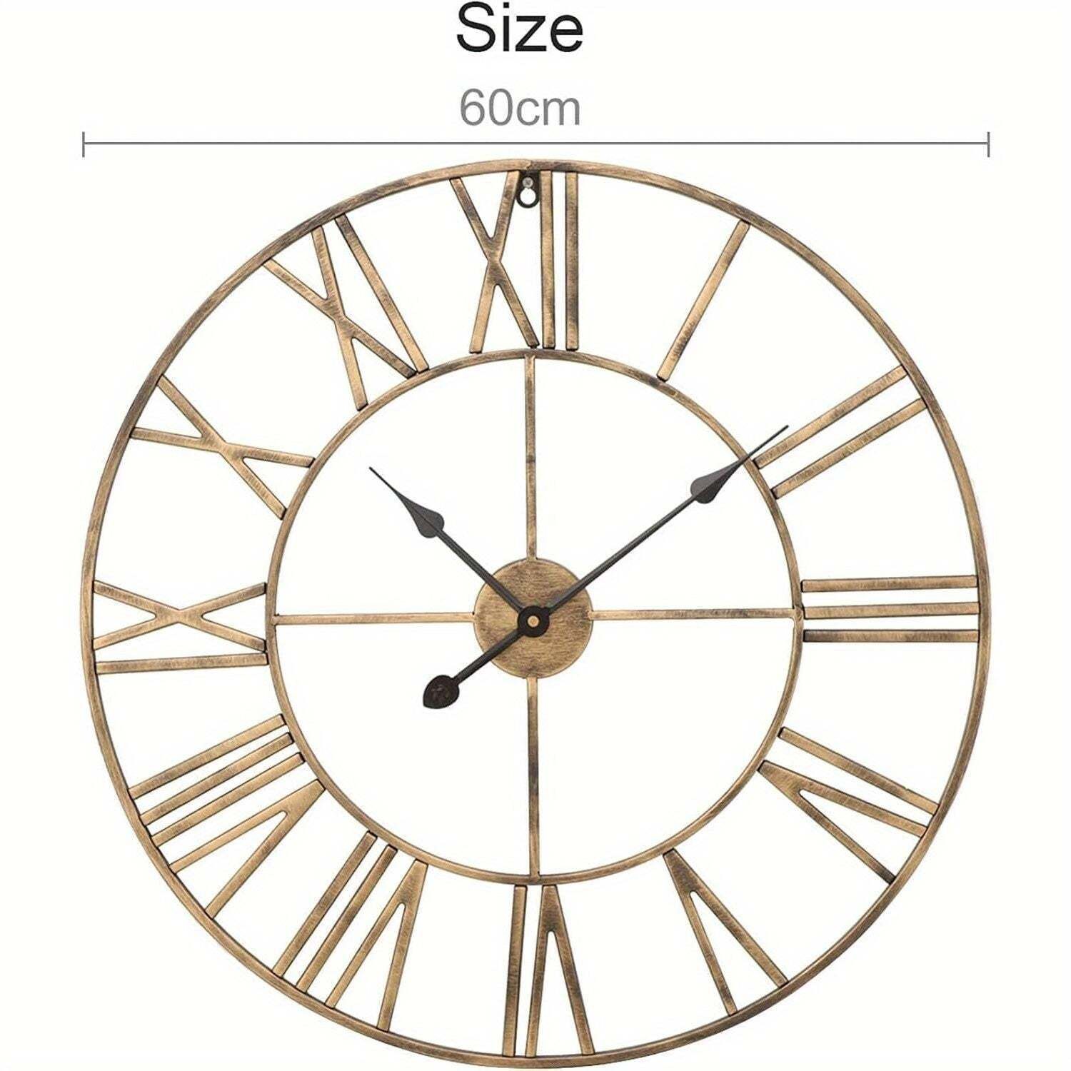 Vintage Metal Wall Clock Silent Roman Numerals photo for sale