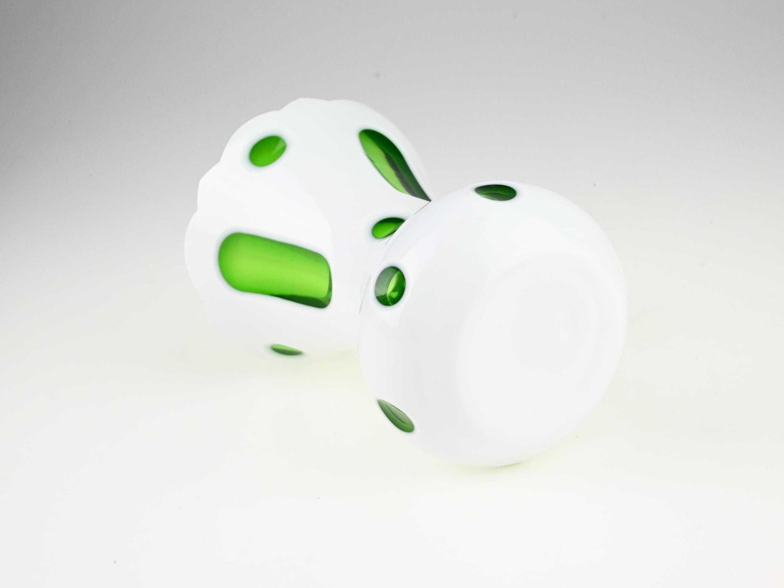 Antique Glass Vase With Green Spots And Cut Outs, Green And White Glass Vase, Czech Glass Vase, Mid Century Vase, Glass Vase, Handmade Vase photo vintage