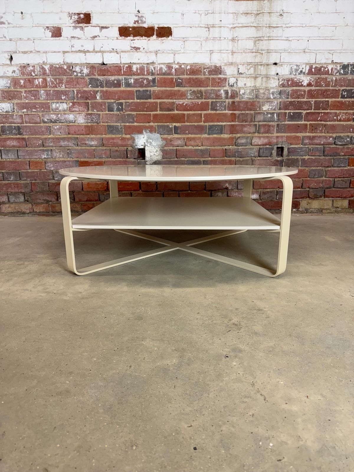 Contemporary Modern Mid Century Design Coffee Table In Ivory Wood And Metal. Italian Design photo Furniture