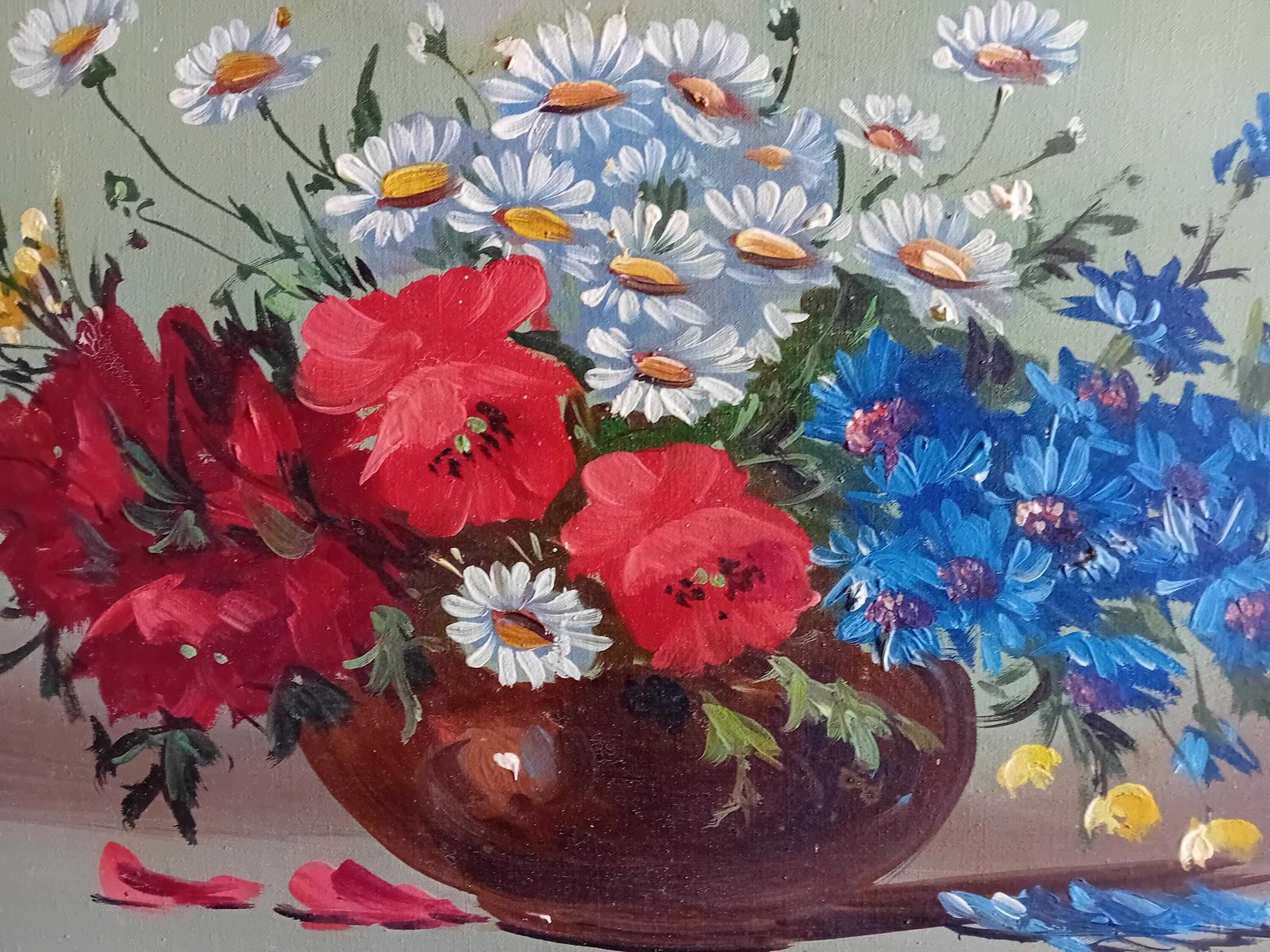 Oil Painting Vintage Still Life Pretty Floral Art Colourful And Attractive Signed Unframed photo Art