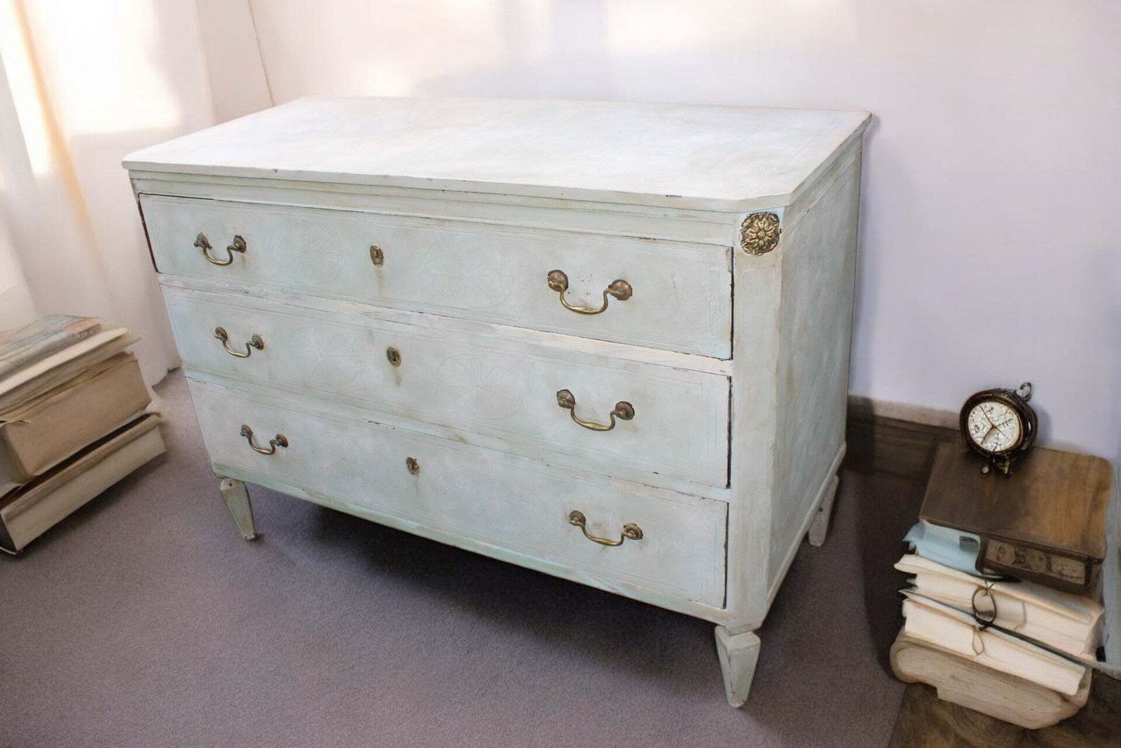 Gustavian Chest Of Drawers 18th Century Painted   – Swedish Neoclassical Commode, C.1770 photo buy