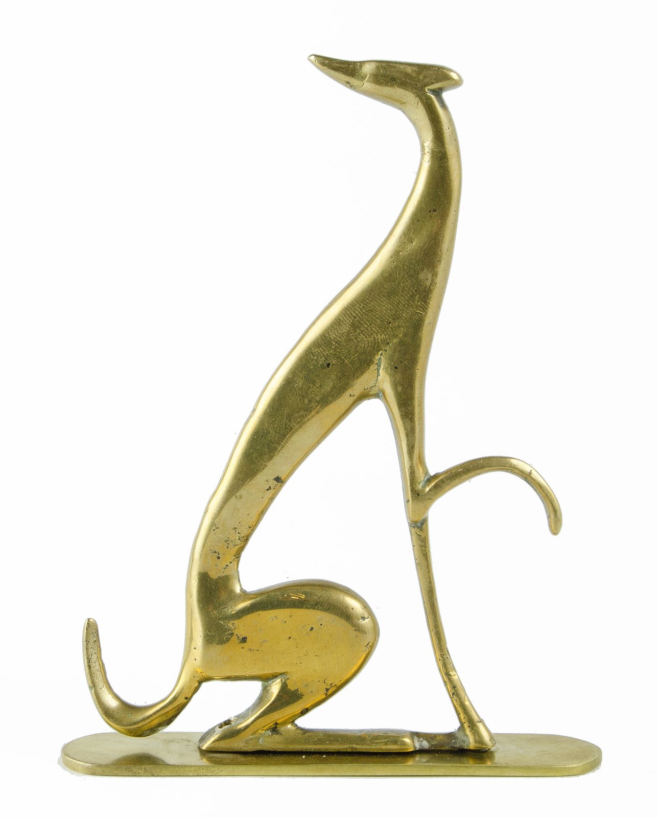 Early 20th Century Art Dëco Polished Brass Seated Greyhound Dog Figurine By Karl Hagenauer For Werkstätte Hagenauer Wien (Whw), Austria photo for sale
