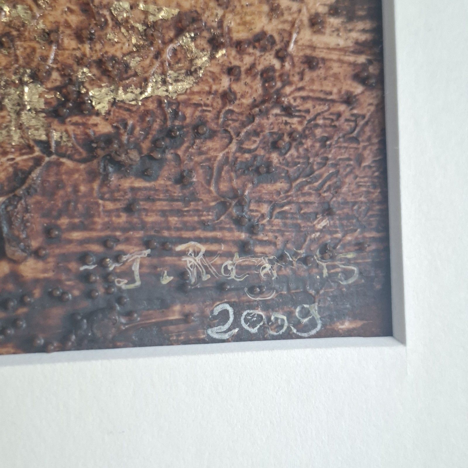 Original Mixed Media Painting Janet Rogers Gold Leaf Rural Contemporary Art 2 photo 95.0