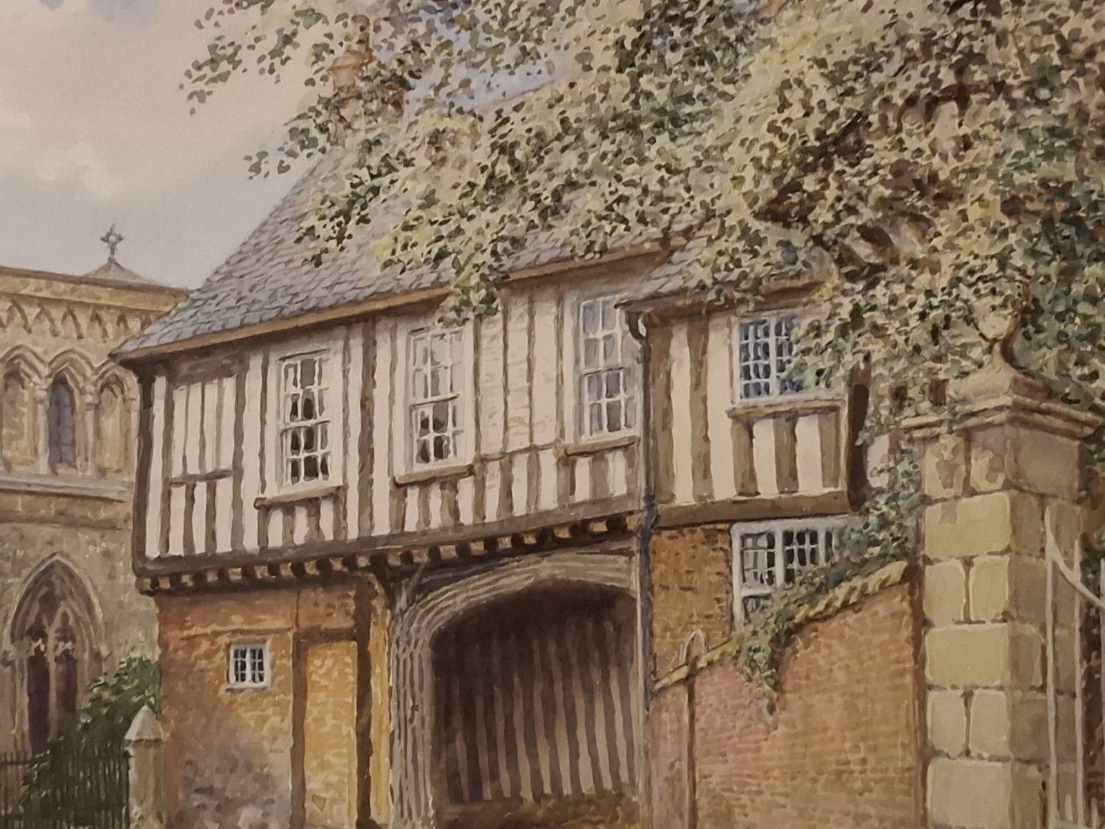 Albert Henry Findley Watercolour St Mary De Castro Tudor Gate House Leicester photo 125.0