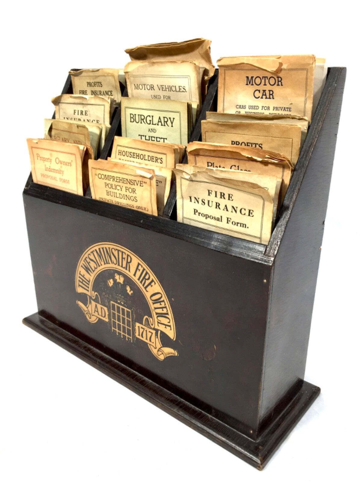 Antique Advertising The Westminster Fire Office Tabletop Leaflet Display Rack photo Home Decor