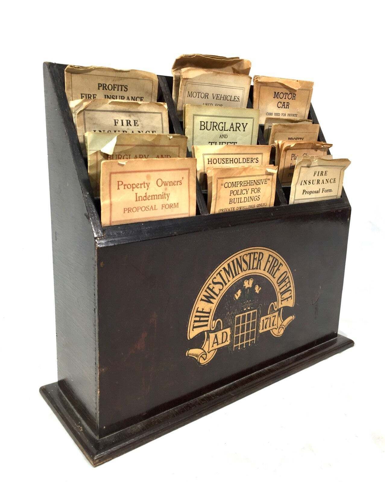 Antique Advertising The Westminster Fire Office Tabletop Leaflet Display Rack photo buy