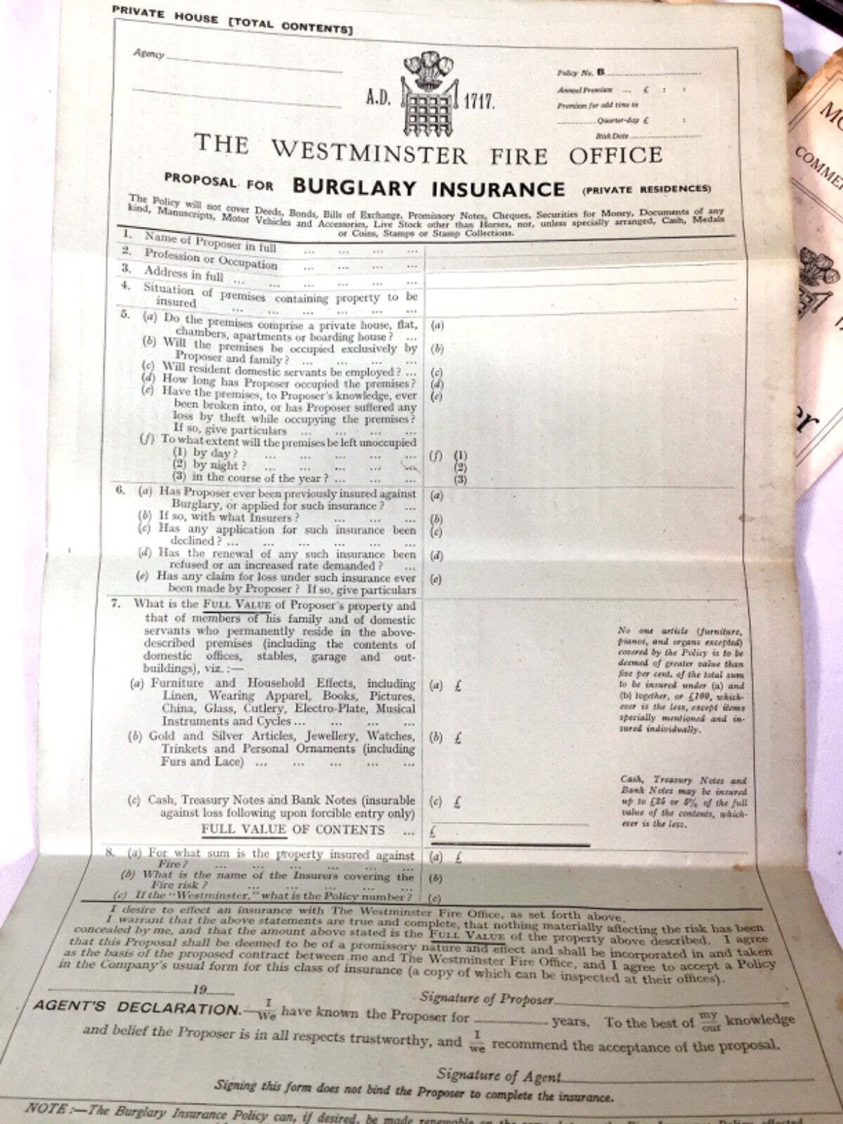 photo for sale Antique Advertising The Westminster Fire Office Tabletop Leaflet Display Rack