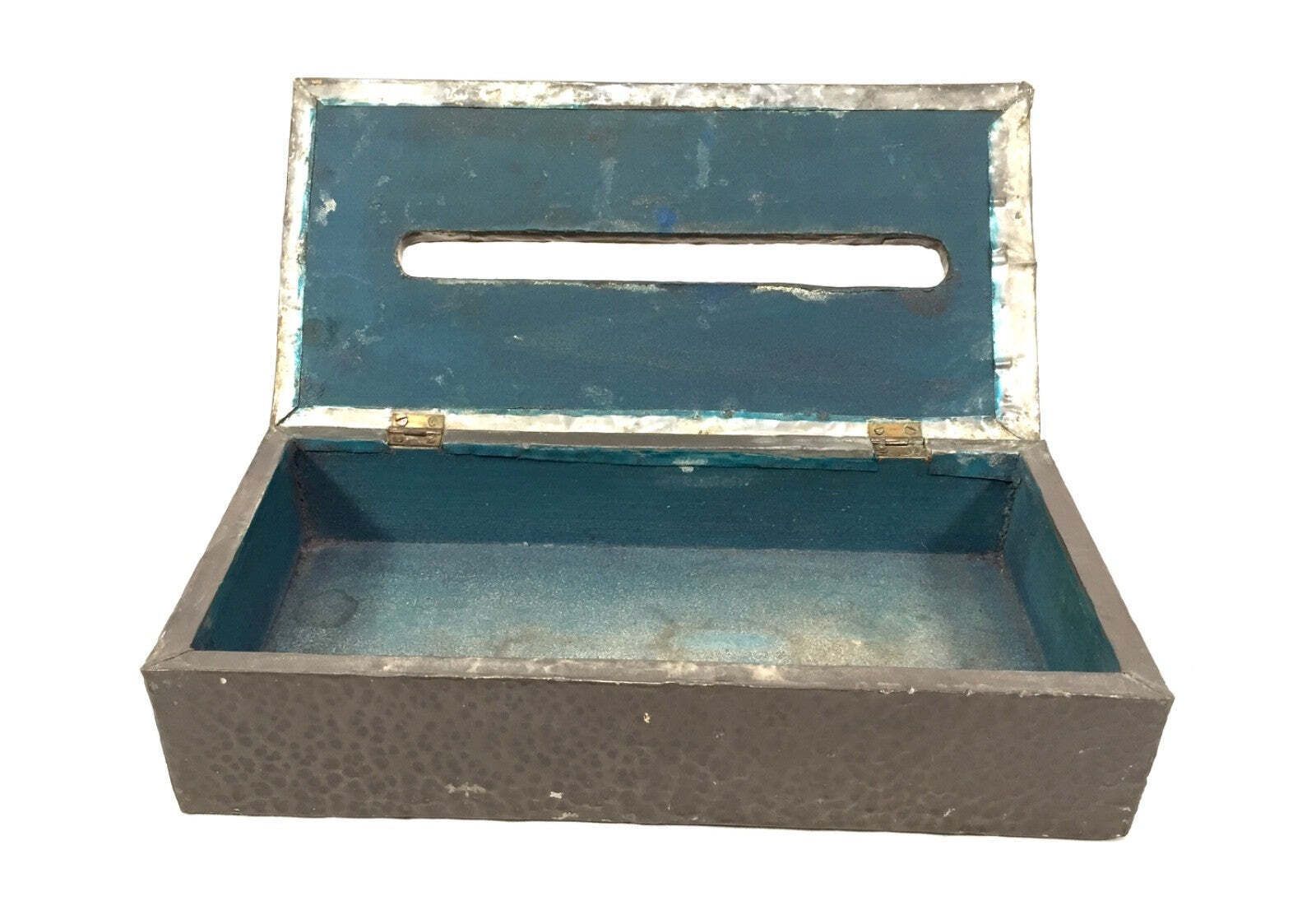 photo furniture Antique Art Nouveau Pewter Metal Tabletop Tissue Box Holder / Floral Motifs