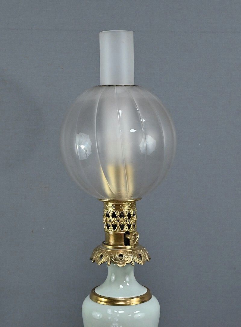 Electrified Celadon Oil Lamp, Napoleon III Period – Part 2 Of The 19th Century photo vinterior