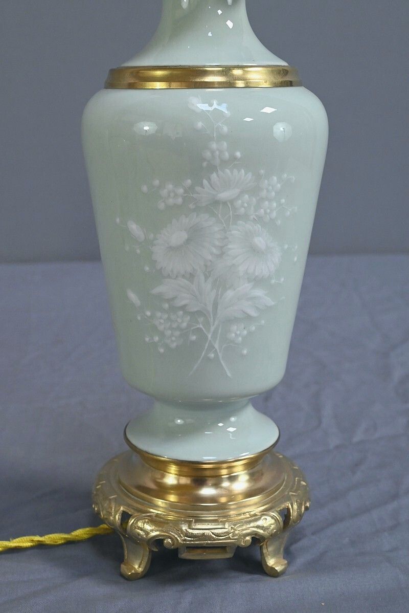 810.0 Electrified Celadon Oil Lamp, Napoleon III Period – Part 2 Of The 19th Century photo