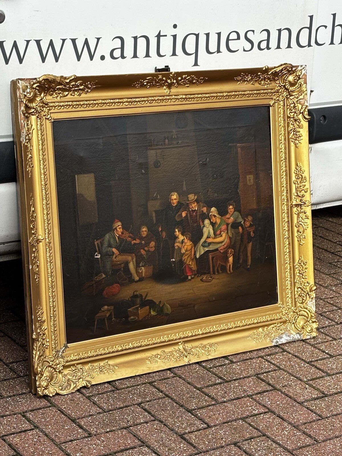 Art 19th C Gilt Framed Rendition Of “The Blind Fiddler” Original By Sir David Wilkie photo