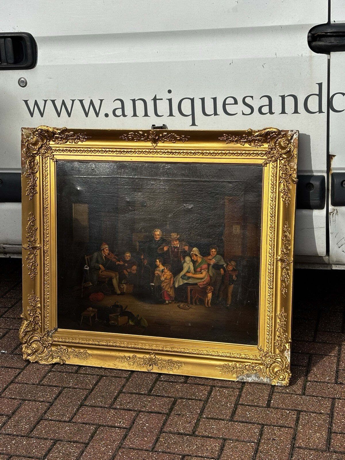 811.0 19th C Gilt Framed Rendition Of “The Blind Fiddler” Original By Sir David Wilkie photo