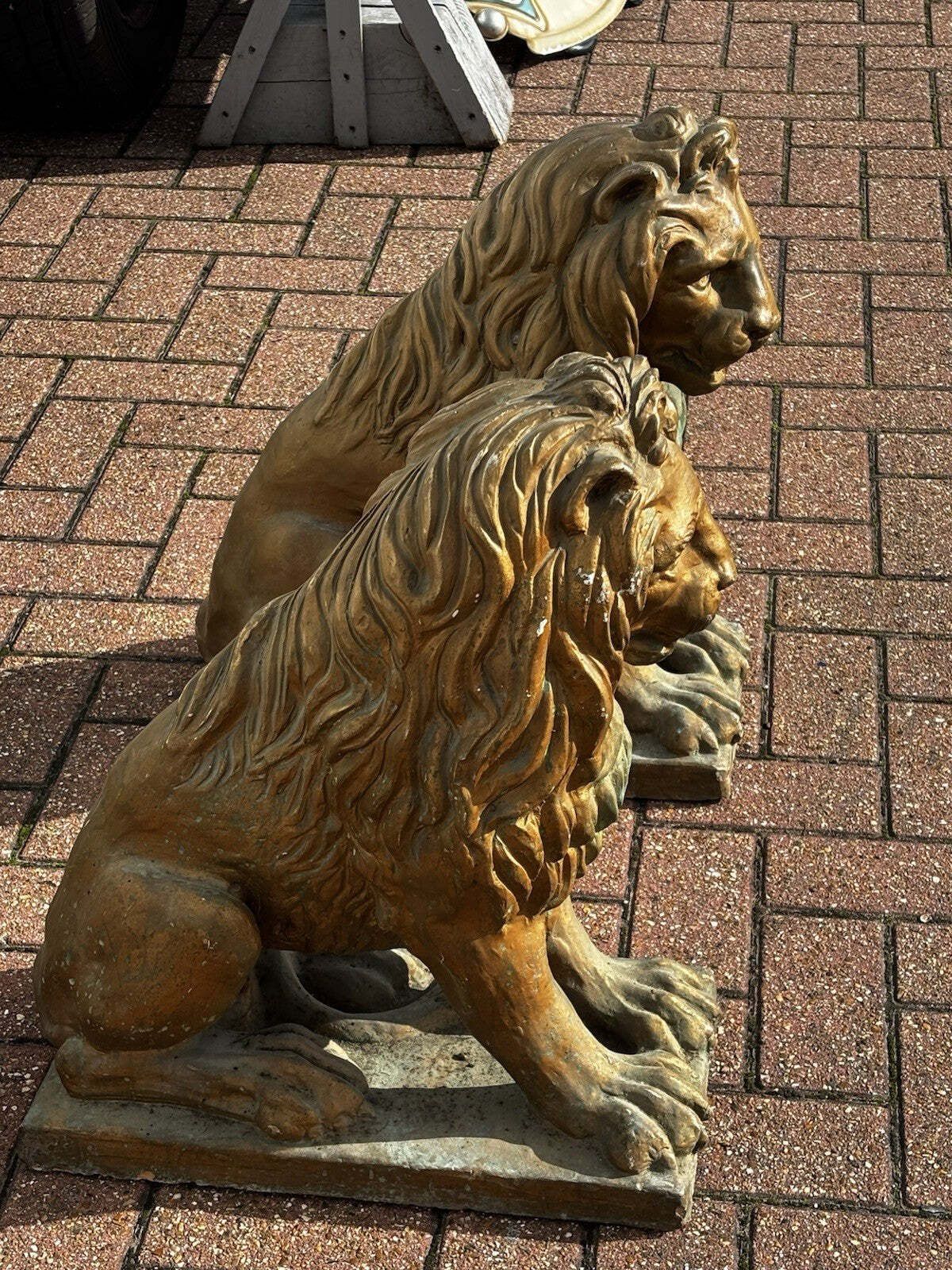 photo furniture Pair Of 1930's Terracotta Garden Lions