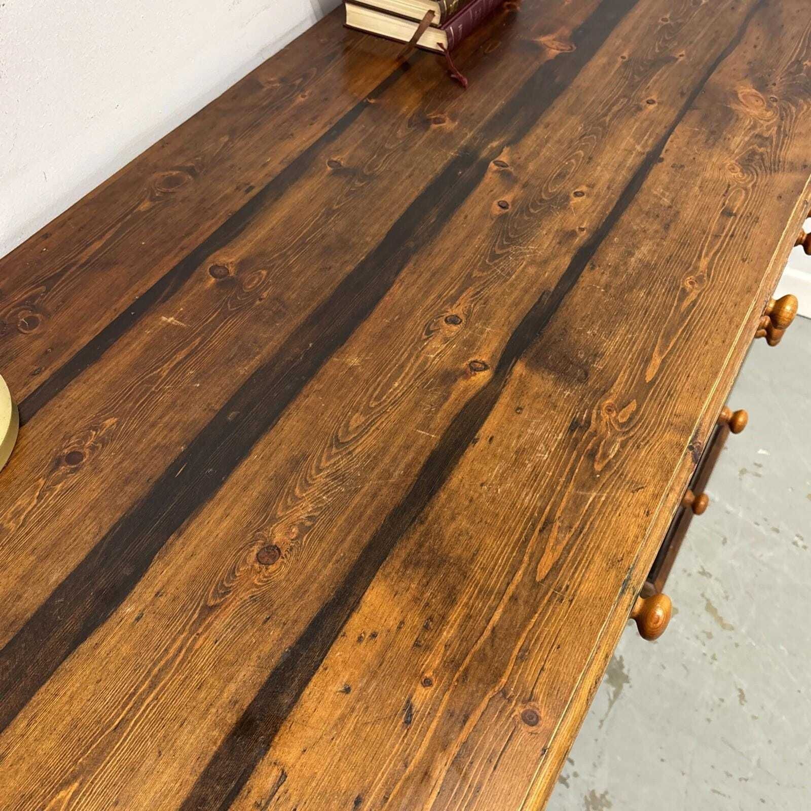 photo furniture Vintage Wood Pedestal Desk – Traditional Writing Table With Drawers, Classic Home Office Furniture, Rustic Farmhouse Style Desk