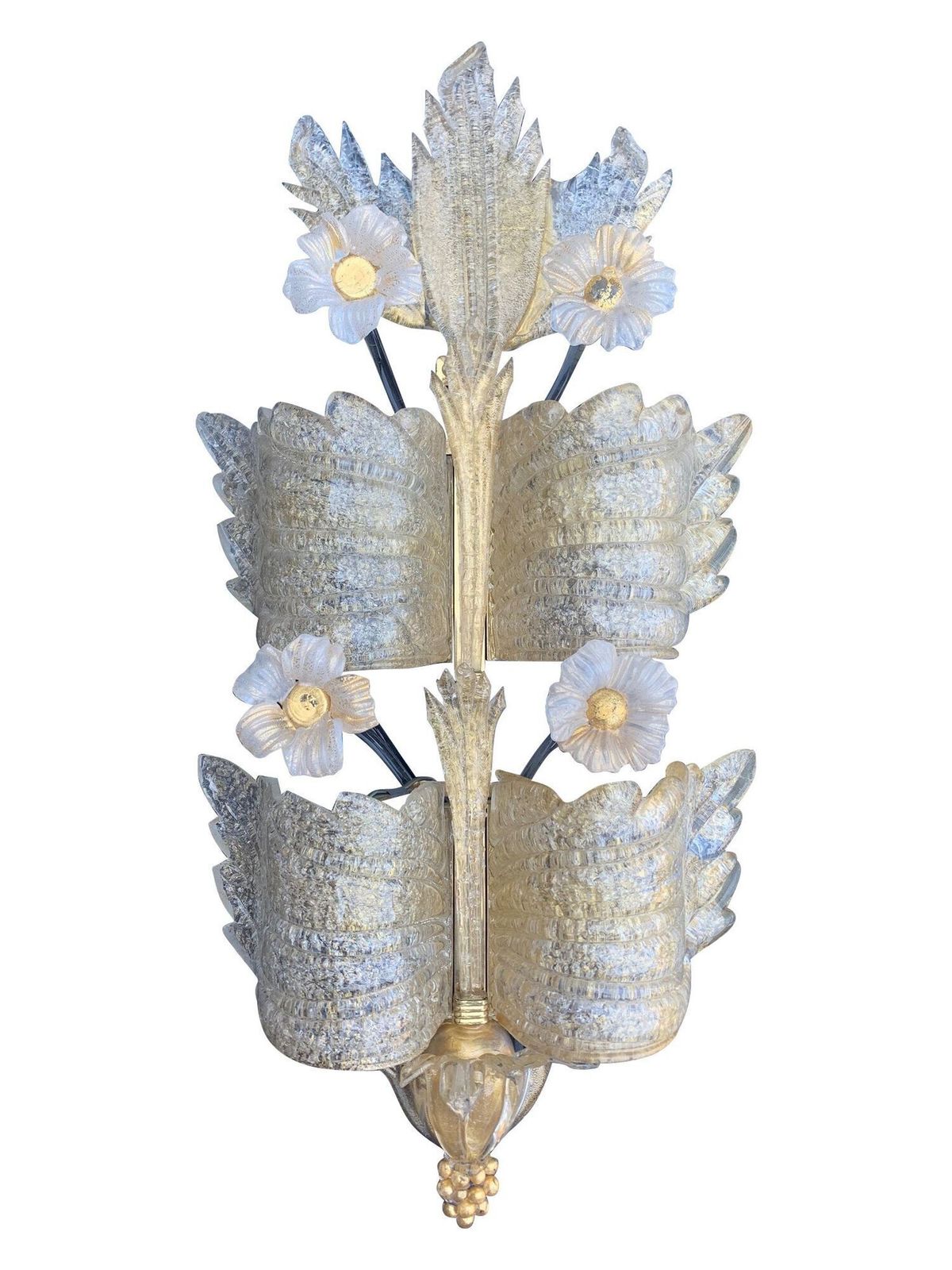 A Stunning Large Pair Of 1930s Art Deco Murano Glass Wall Sconces By Seguso photo Lighting